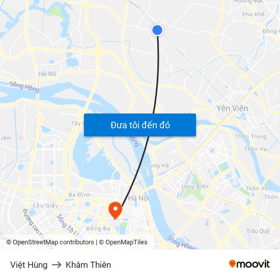 Việt Hùng to Khâm Thiên map