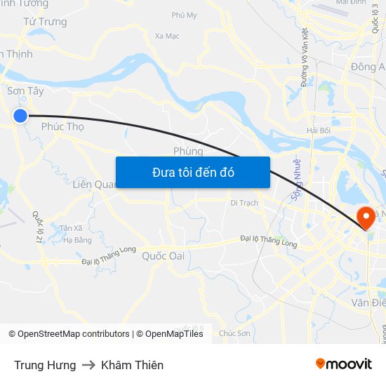 Trung Hưng to Khâm Thiên map