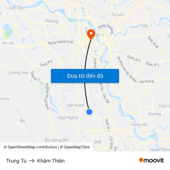 Trung Tú to Khâm Thiên map