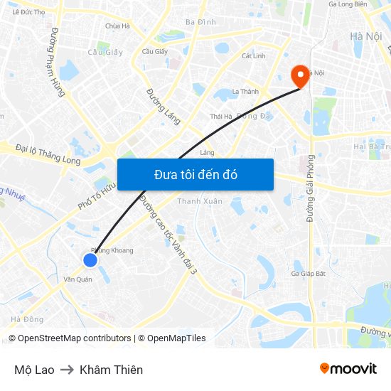 Mộ Lao to Khâm Thiên map