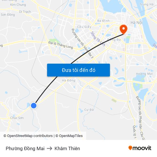 Phường Đồng Mai to Khâm Thiên map