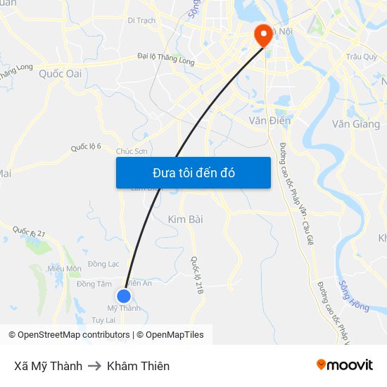 Xã Mỹ Thành to Khâm Thiên map