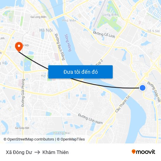 Xã Đông Dư to Khâm Thiên map