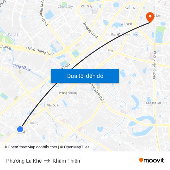 Phường La Khê to Khâm Thiên map