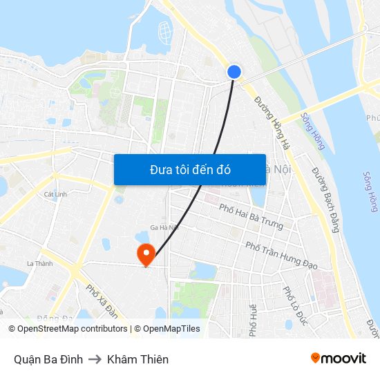 Quận Ba Đình to Khâm Thiên map