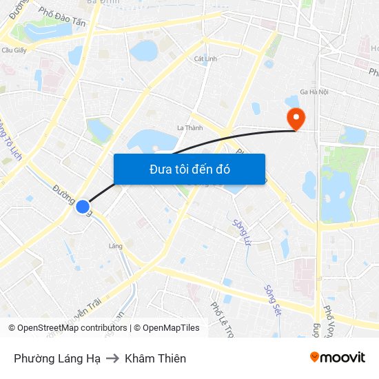 Phường Láng Hạ to Khâm Thiên map