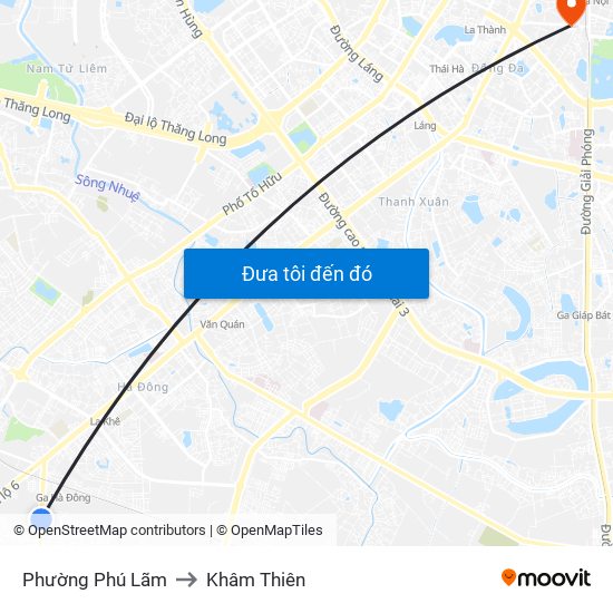 Phường Phú Lãm to Khâm Thiên map