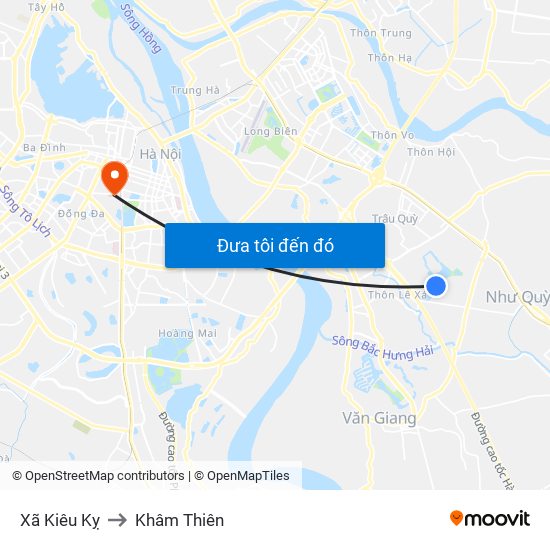 Xã Kiêu Kỵ to Khâm Thiên map