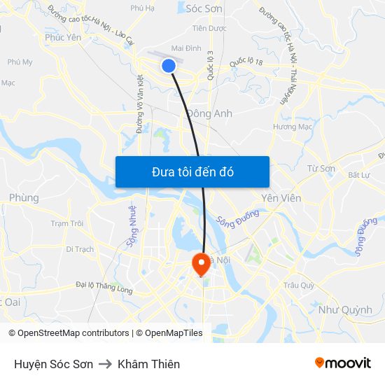 Huyện Sóc Sơn to Khâm Thiên map