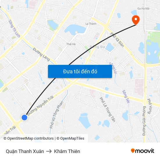 Quận Thanh Xuân to Khâm Thiên map