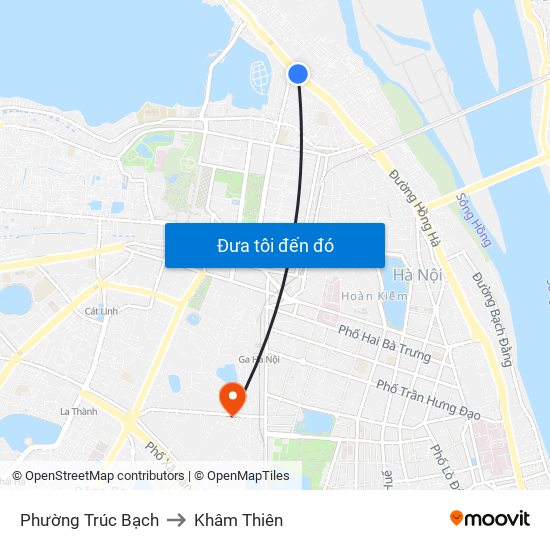 Phường Trúc Bạch to Khâm Thiên map