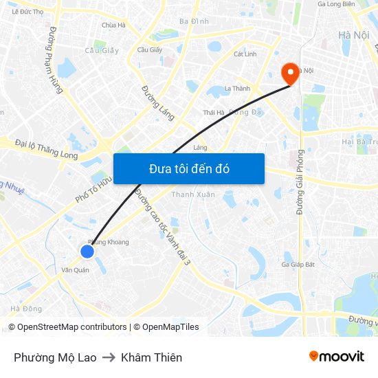 Phường Mộ Lao to Khâm Thiên map
