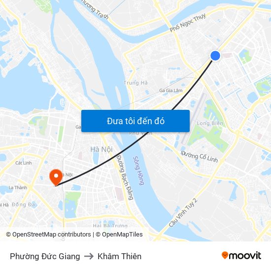 Phường Đức Giang to Khâm Thiên map