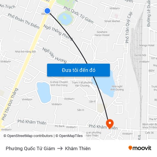 Phường Quốc Tử Giám to Khâm Thiên map