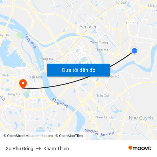 Xã Phù Đổng to Khâm Thiên map