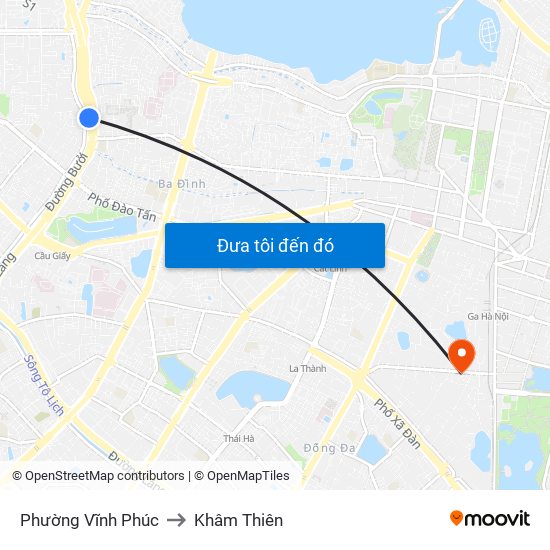 Phường Vĩnh Phúc to Khâm Thiên map