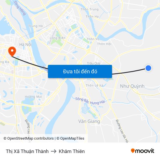 Thị Xã Thuận Thành to Khâm Thiên map