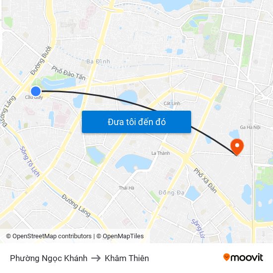 Phường Ngọc Khánh to Khâm Thiên map