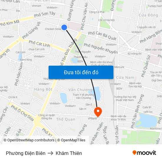 Phường Điện Biên to Khâm Thiên map