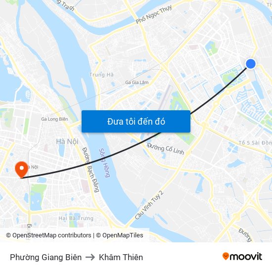 Phường Giang Biên to Khâm Thiên map