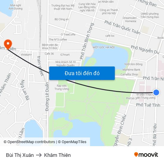 Bùi Thị Xuân to Khâm Thiên map