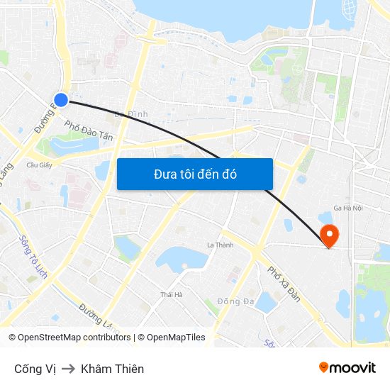 Cống Vị to Khâm Thiên map