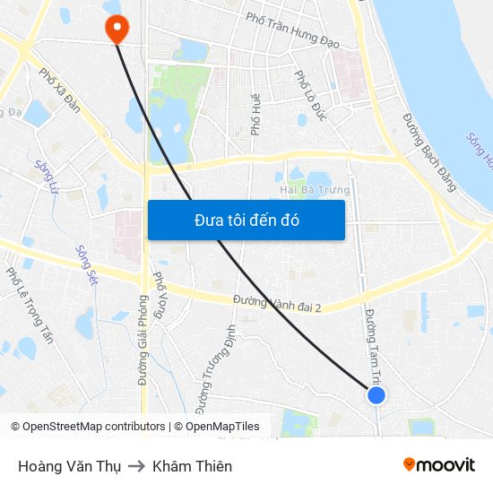 Hoàng Văn Thụ to Khâm Thiên map