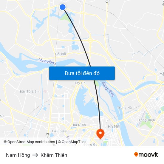 Nam Hồng to Khâm Thiên map