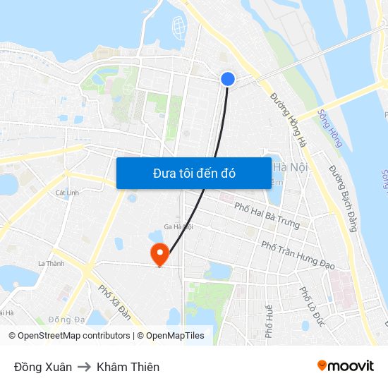 Đồng Xuân to Khâm Thiên map