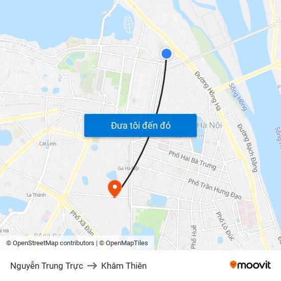 Nguyễn Trung Trực to Khâm Thiên map