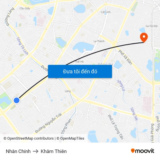 Nhân Chính to Khâm Thiên map
