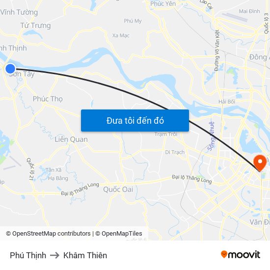 Phú Thịnh to Khâm Thiên map