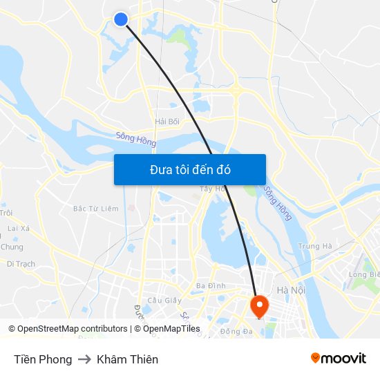 Tiền Phong to Khâm Thiên map