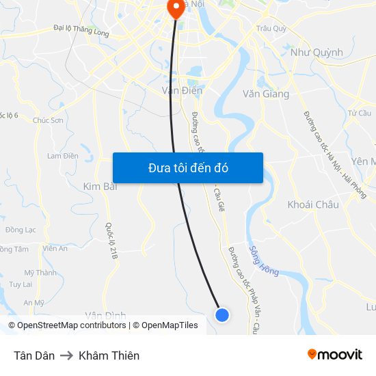 Tân Dân to Khâm Thiên map