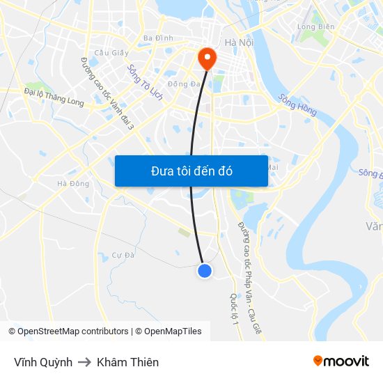Vĩnh Quỳnh to Khâm Thiên map