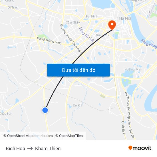 Bích Hòa to Khâm Thiên map