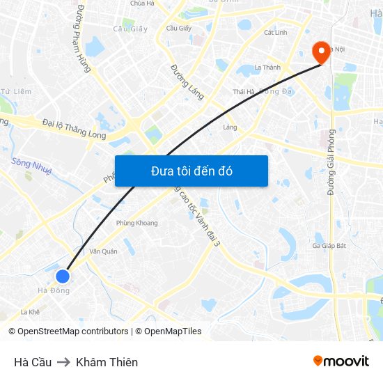 Hà Cầu to Khâm Thiên map