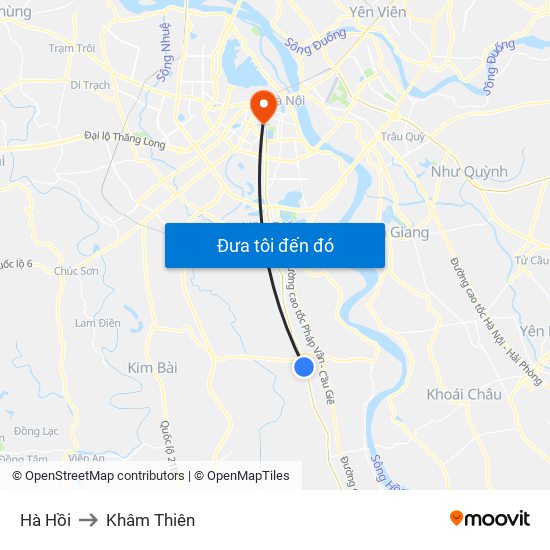 Hà Hồi to Khâm Thiên map