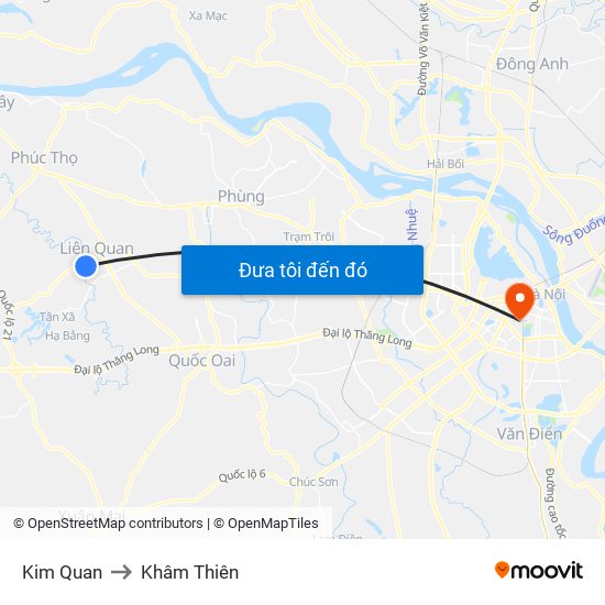 Kim Quan to Khâm Thiên map