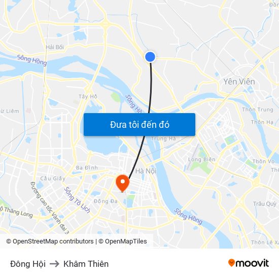 Đông Hội to Khâm Thiên map