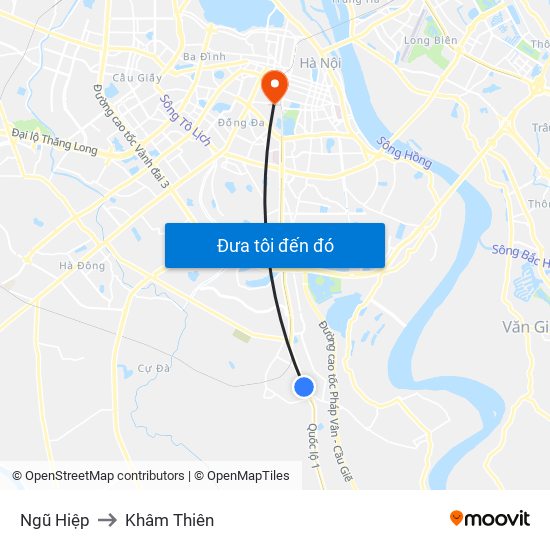 Ngũ Hiệp to Khâm Thiên map