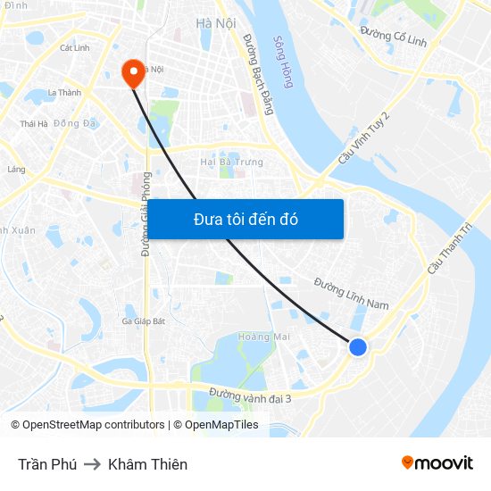 Trần Phú to Khâm Thiên map