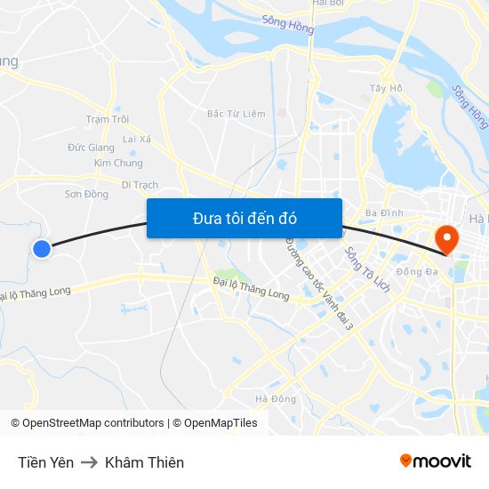 Tiền Yên to Khâm Thiên map