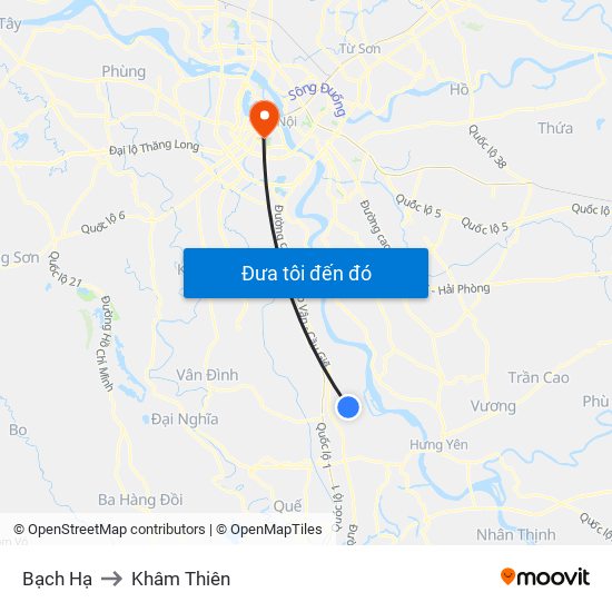 Bạch Hạ to Khâm Thiên map