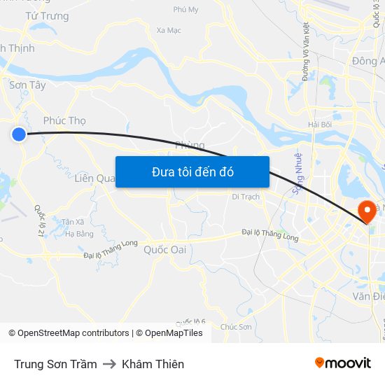 Trung Sơn Trầm to Khâm Thiên map