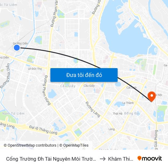 Cổng Trường Đh Tài Nguyên Môi Trường to Khâm Thiên map