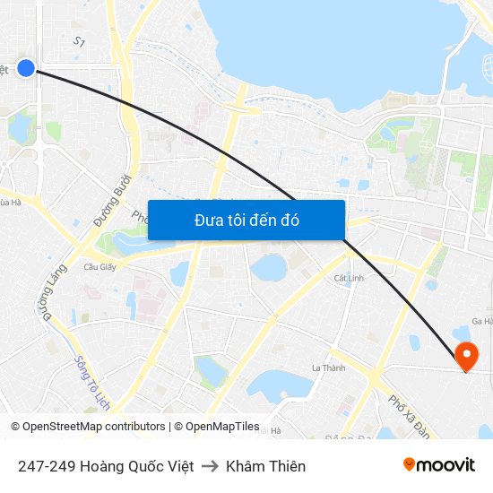 247-249 Hoàng Quốc Việt to Khâm Thiên map