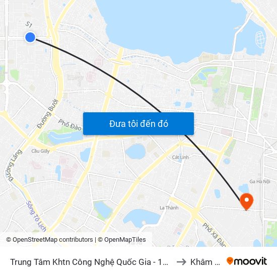 Trung Tâm Khtn Công Nghệ Quốc Gia - 18 Hoàng Quốc Việt to Khâm Thiên map