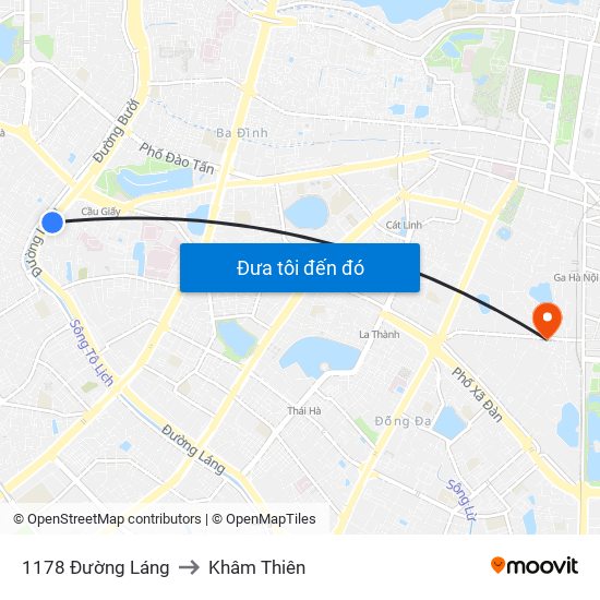 1178 Đường Láng to Khâm Thiên map