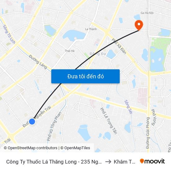 Công Ty Thuốc Lá Thăng Long - 235 Nguyễn Trãi to Khâm Thiên map